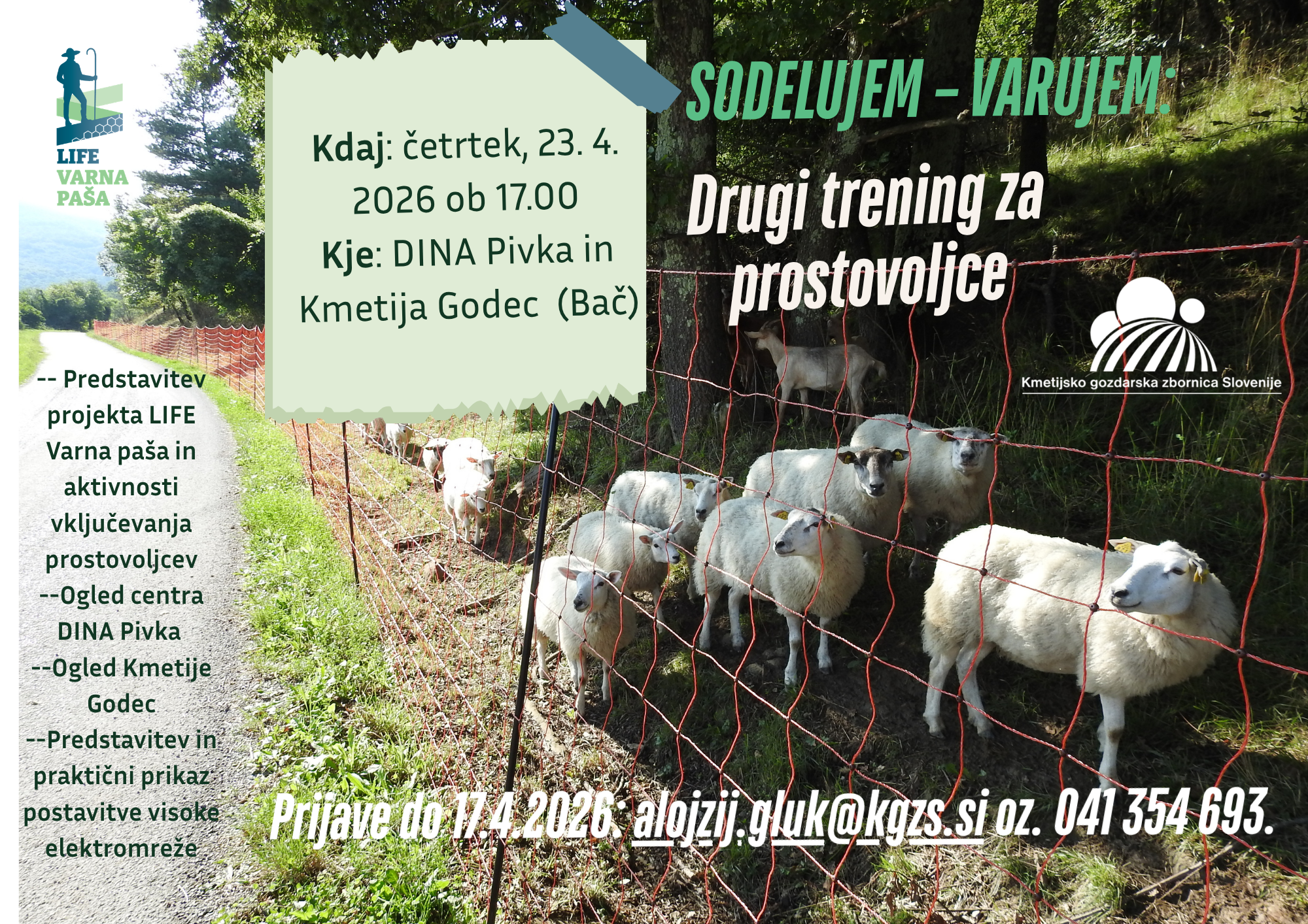 Vabilo na 2. delavnico za usposabljanje prostovoljcev »Sodelujem – varujem«